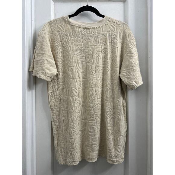 E.T.A. Textured Terry Cloth Off White Short Sleeve T Shirt size Medium - Picture 2 of 4
